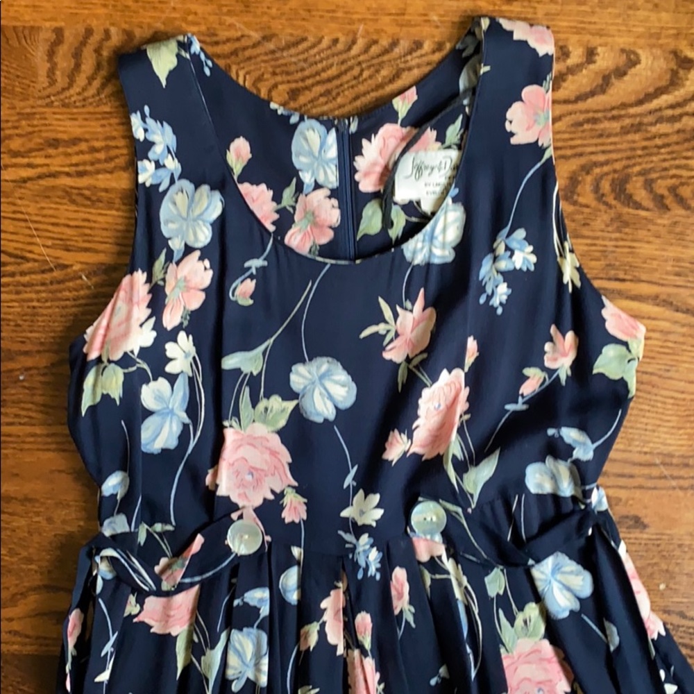 Vintage Jeffrey & Dara Wide Leg navy blue floral jumpsuit size 10 - Picture 14 of 16
